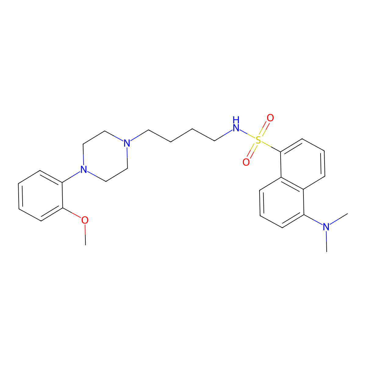5-(Dimethylamino)-N-(4-(4-(2-methoxyphenyl)piperazin-1-yl)butyl)naphthalene-1-sulfonamide molecular structure, CAS 390803-39-1
