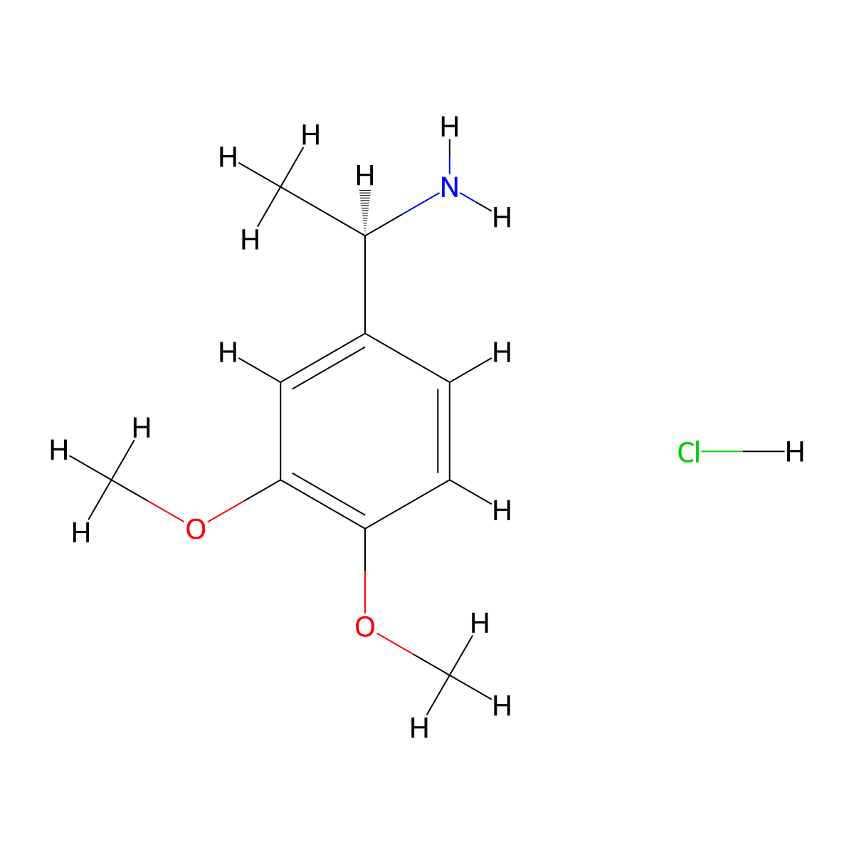 (R)-1-(3,4-dimethoxyphenyl)ethanamine hydrochloride molecular structure, CAS 390815-41-5