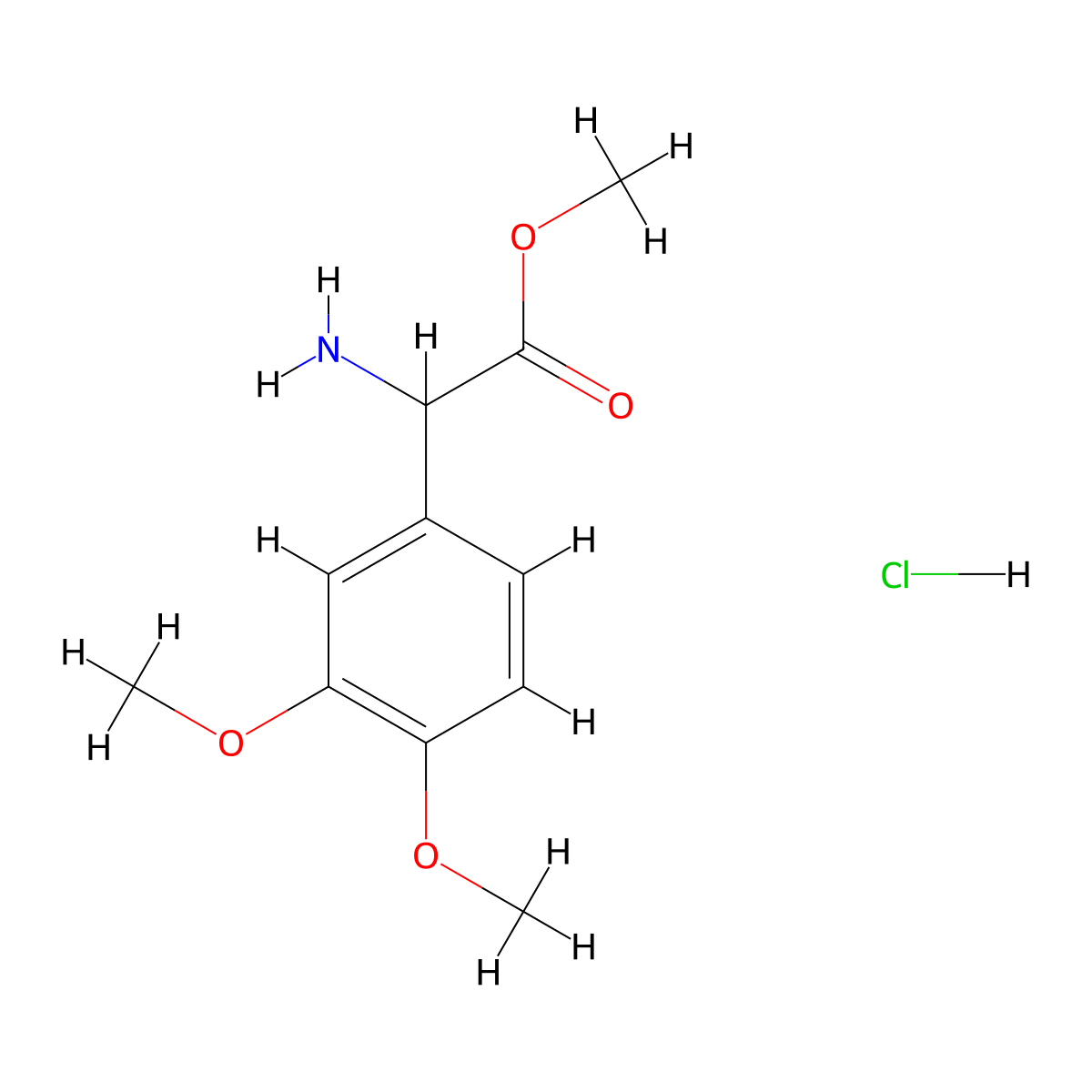 Methyl 2-Amino-2-(3,4-dimethoxyphenyl)acetate Hydrochloride molecular structure, CAS 390815-42-6