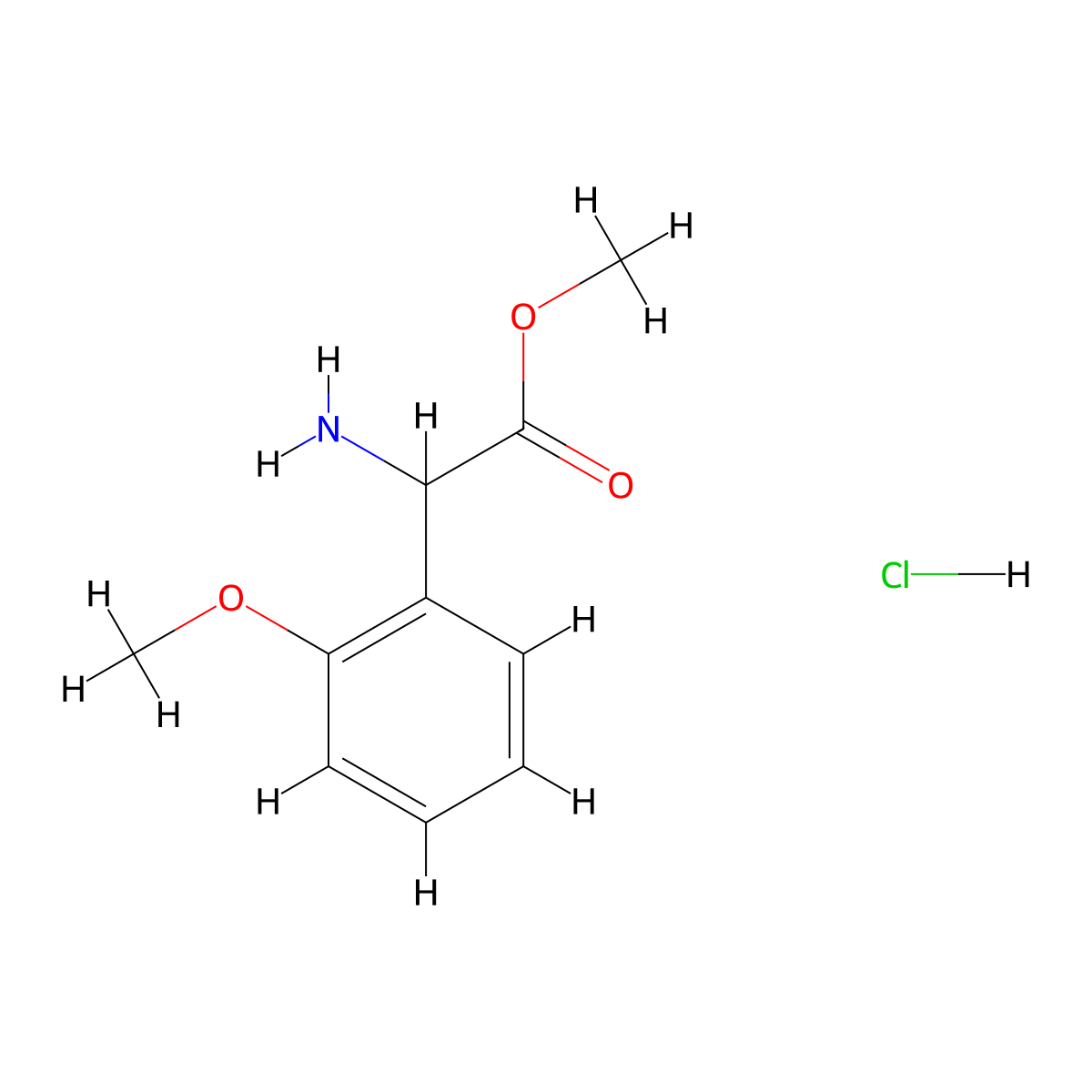 Methyl 2-amino-2-(2-methoxyphenyl)acetate hydrochloride molecular structure, CAS 390815-44-8