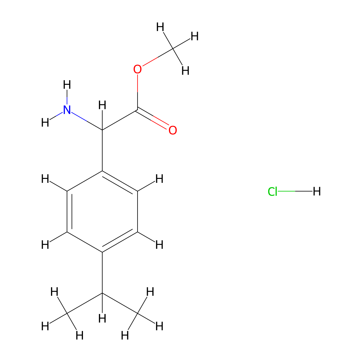 Methyl 2-amino-2-[4-(propan-2-yl)phenyl]acetate hydrochloride molecular structure, CAS 390815-47-1