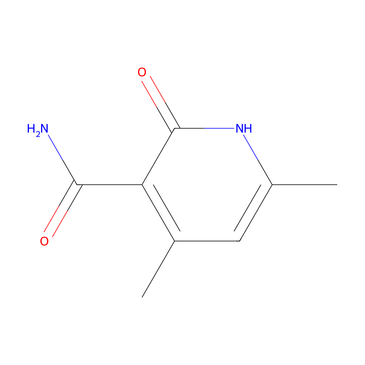 3-Pyridinecarboxamide, 1,2-dihydro-4,6-dimethyl-2-oxo- molecular structure, CAS 39088-05-6