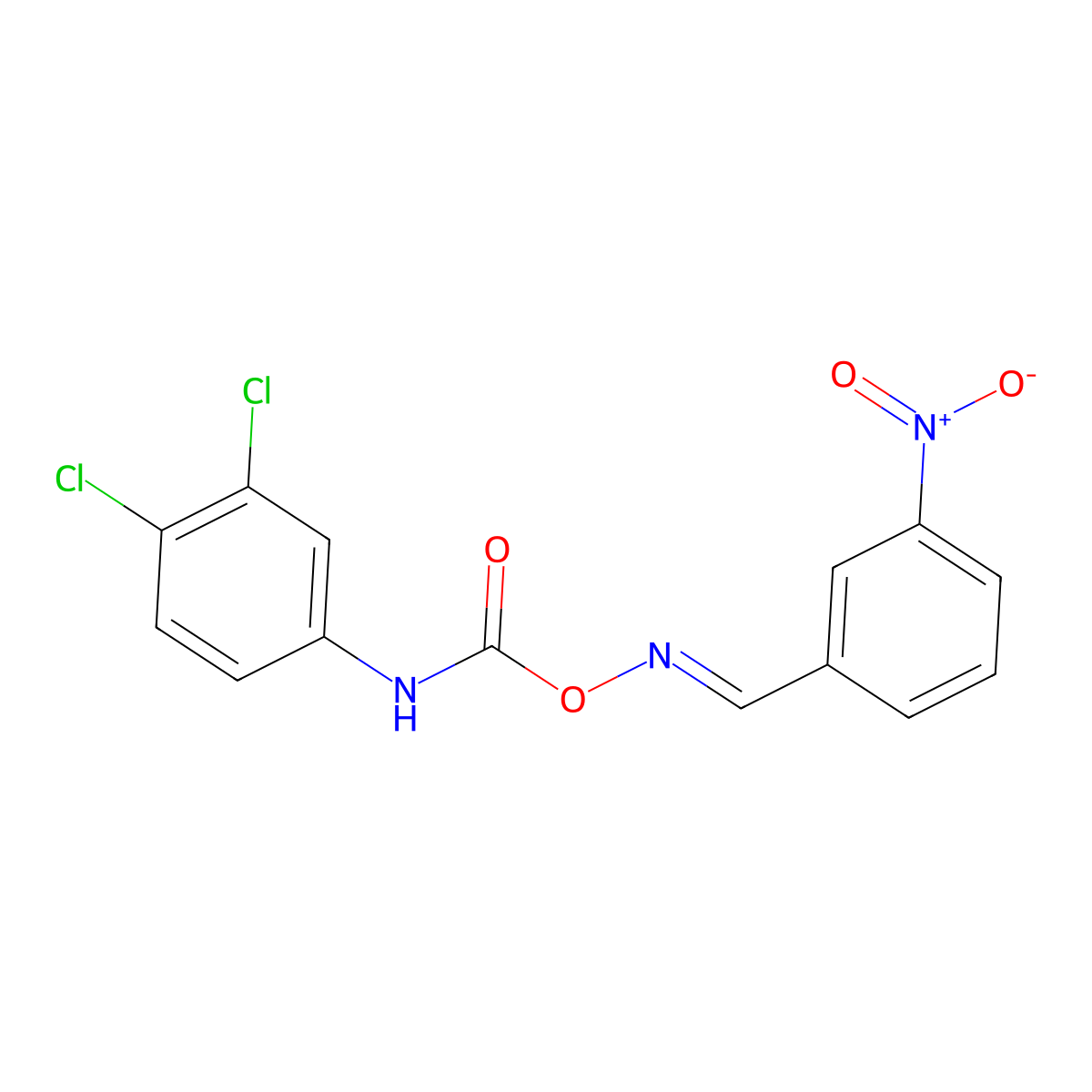1,2-dichloro-4-{[({[(E)-(3-nitrophenyl)methylidene]amino}oxy)carbonyl]amino}benzene molecular structure, CAS 39089-88-8