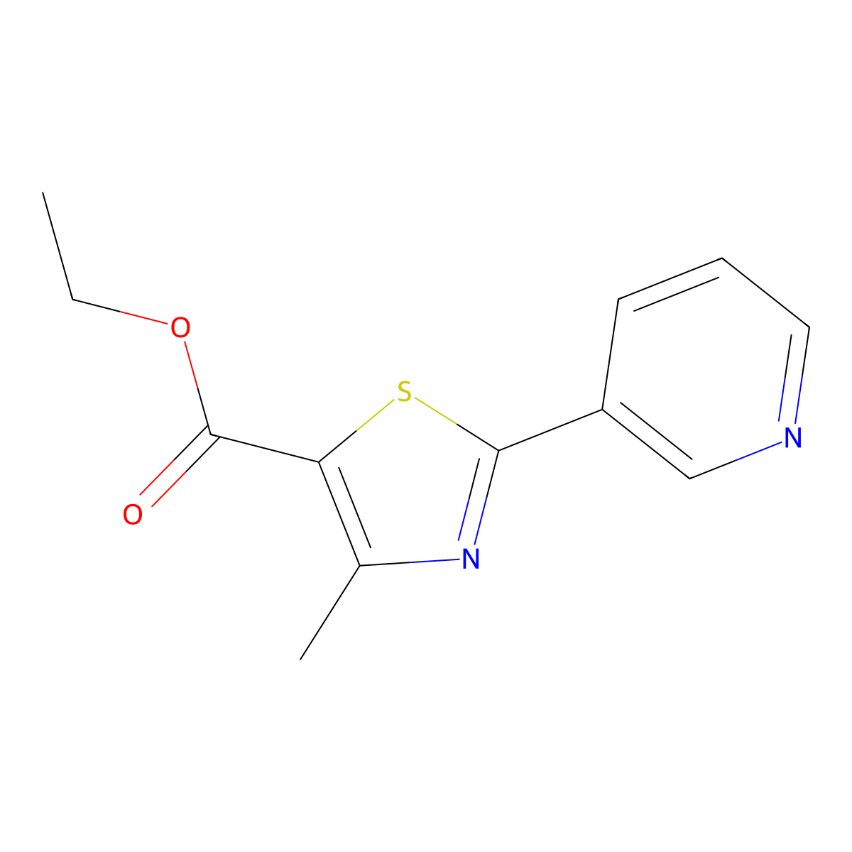 Ethyl 4-methyl-2-pyridin-3-yl-1,3-thiazole-5-carboxylate molecular structure, CAS 39091-00-4