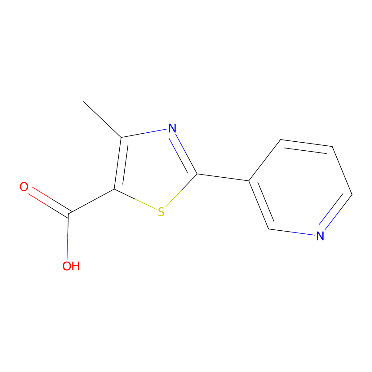 4-Methyl-2-(pyridin-3-yl)-1,3-thiazole-5-carboxylic acid molecular structure, CAS 39091-01-5