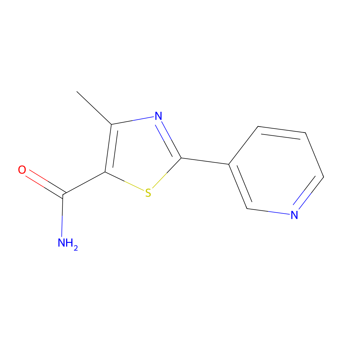 4-Methyl-2-(3-pyridinyl)-1,3-thiazole-5-carboxamide molecular structure, CAS 39091-14-0