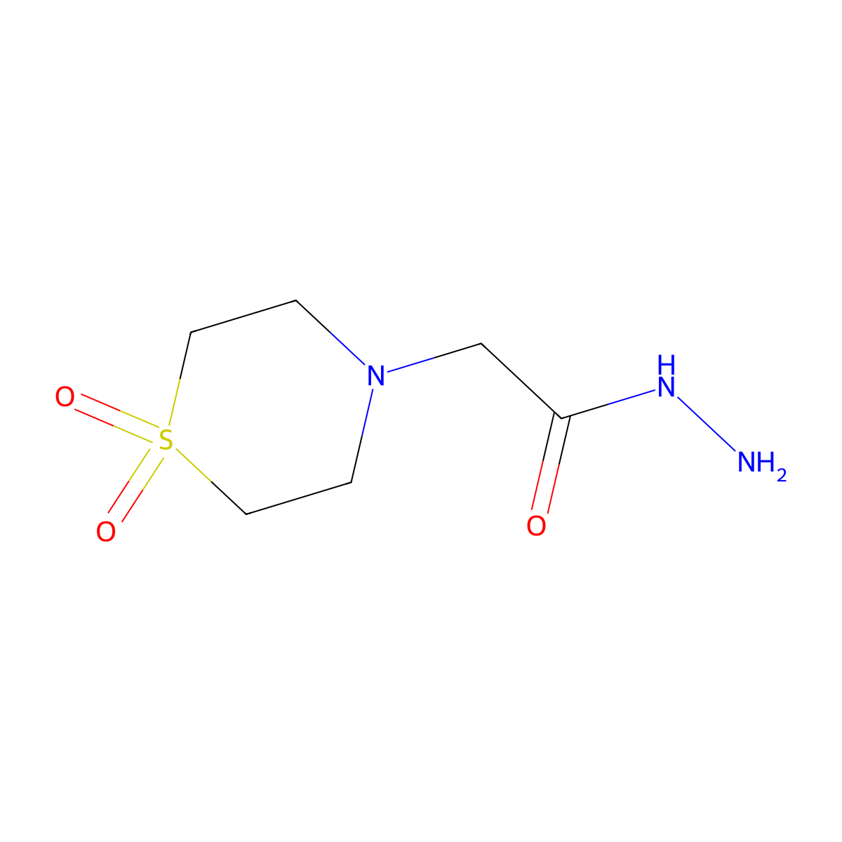 2-(1,1-Dioxidothiomorpholino)acetohydrazide molecular structure, CAS 39093-81-7