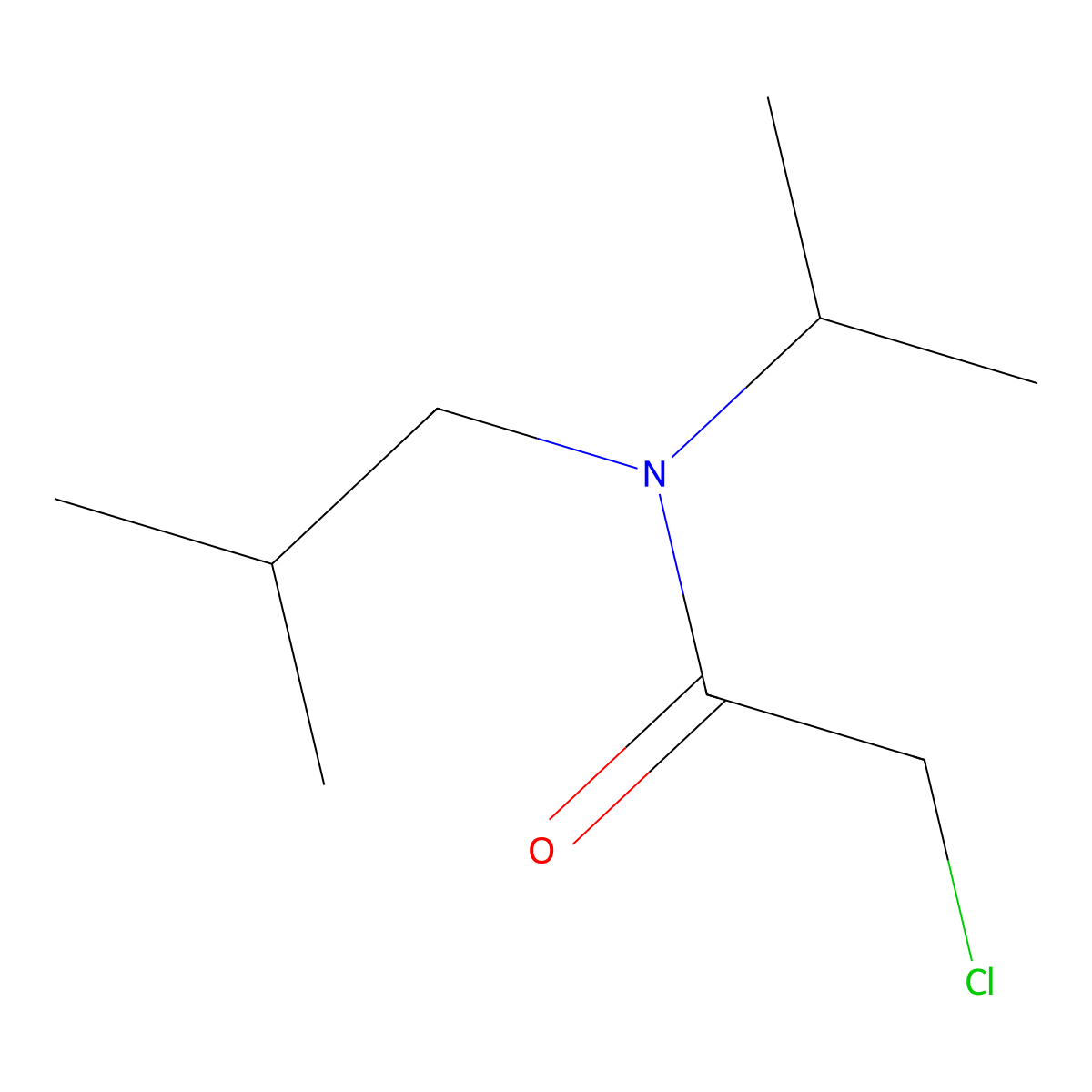 2-chloro-N-(2-methylpropyl)-N-(propan-2-yl)acetamide molecular structure, CAS 39096-40-7