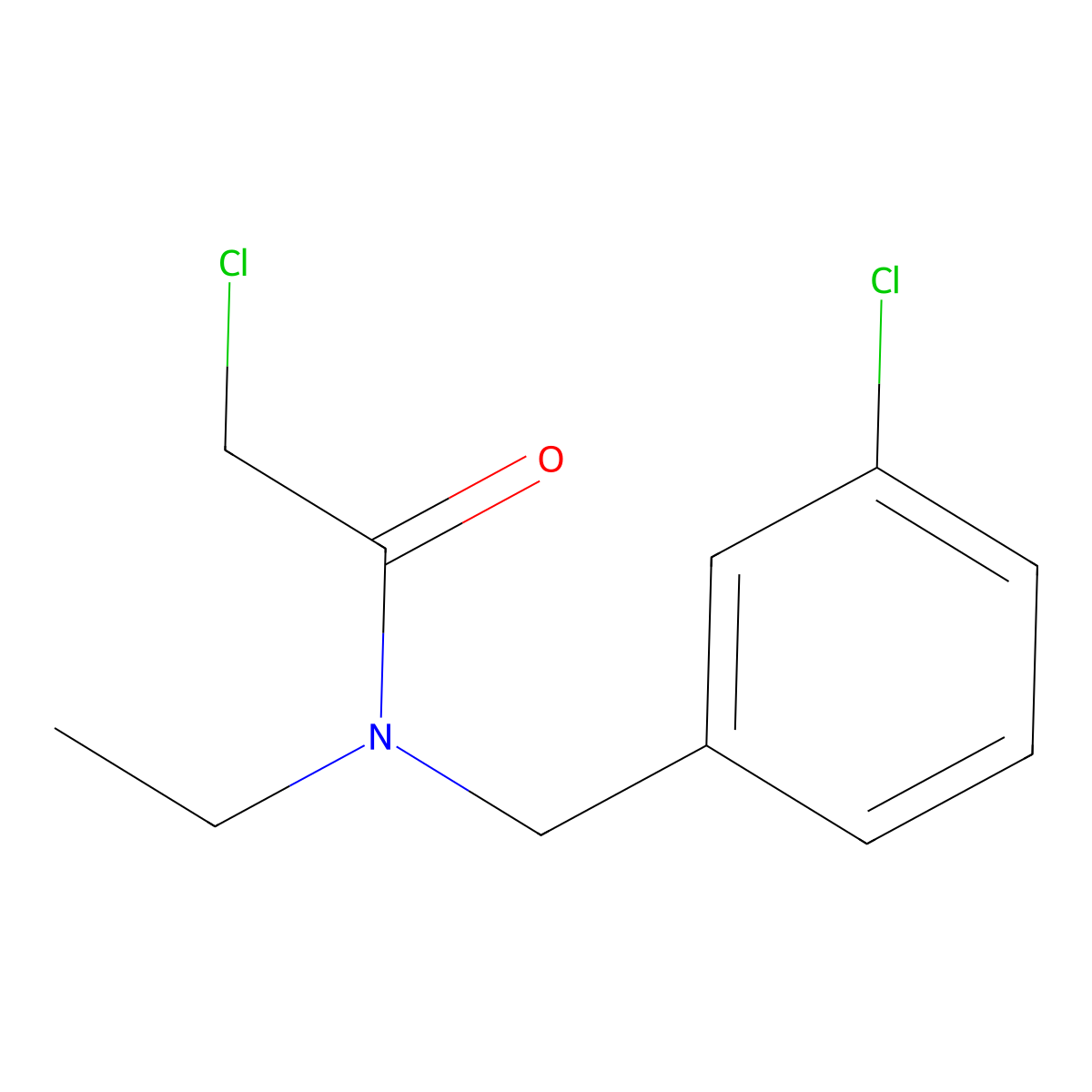 2-Chloro-N-(3-chlorobenzyl)-N-ethylacetamide molecular structure, CAS 39096-49-6