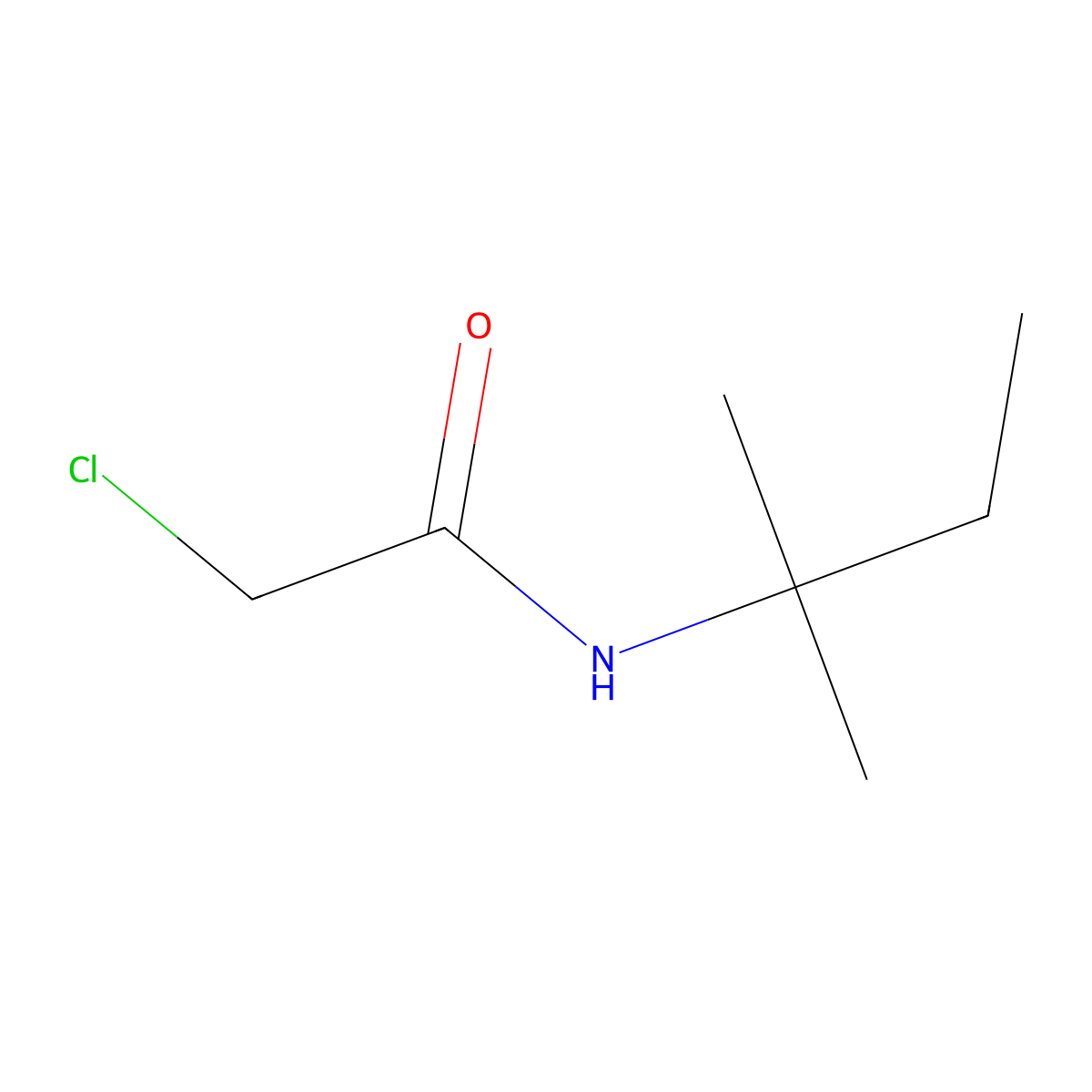 2-chloro-N-(2-methylbutan-2-yl)acetamide molecular structure, CAS 39096-81-6