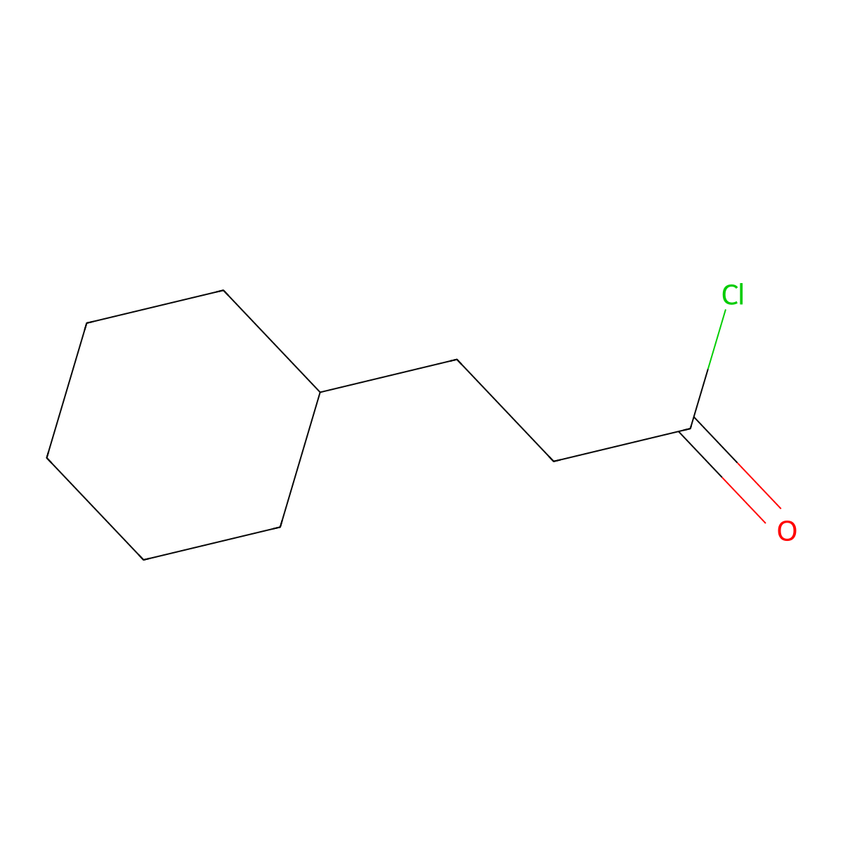 Cyclohexylpropionyl chloride molecular structure, CAS 39098-75-4