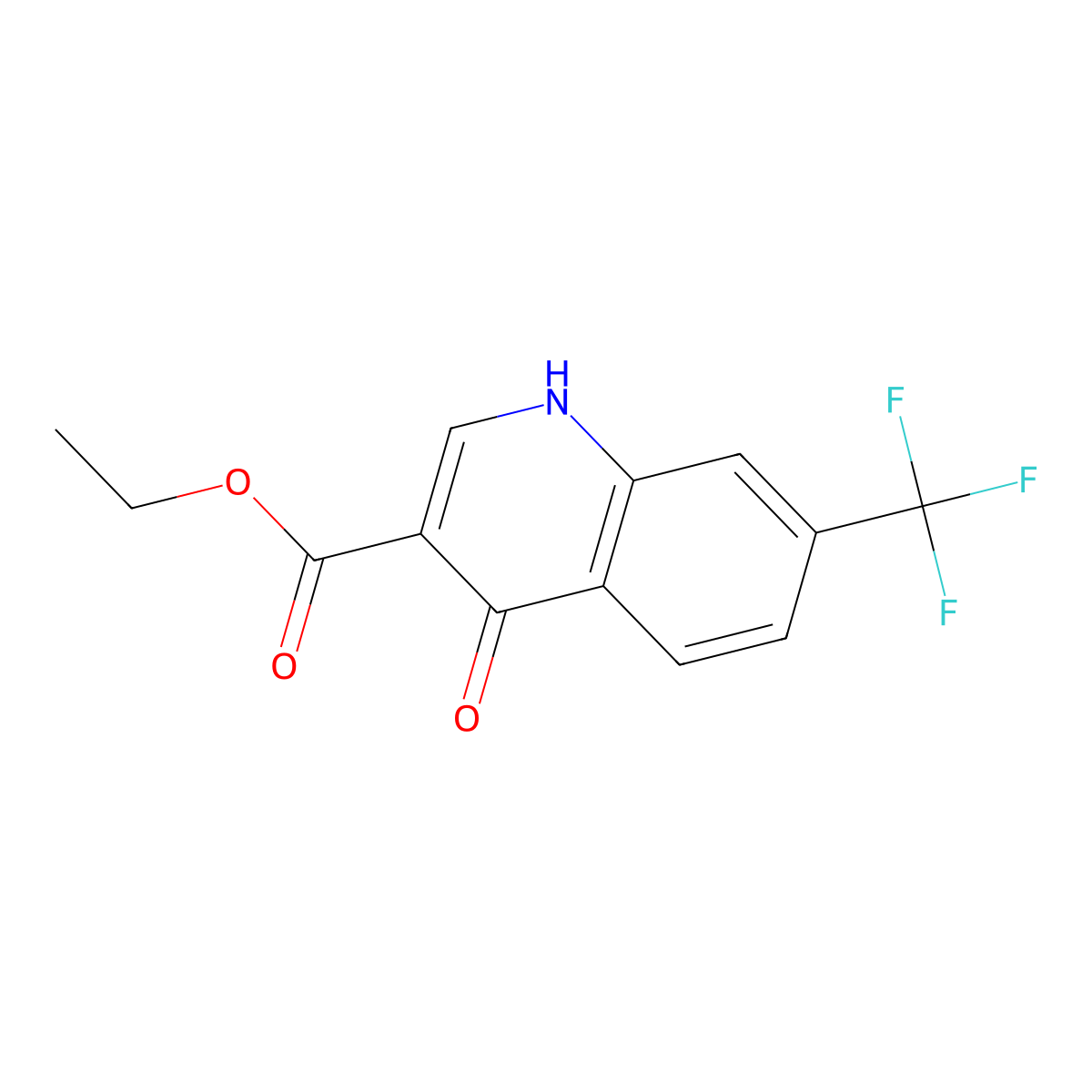 Ethyl 4-hydroxy-7-trifluoromethyl-3-quinolinecarboxylate molecular structure, CAS 391-02-6