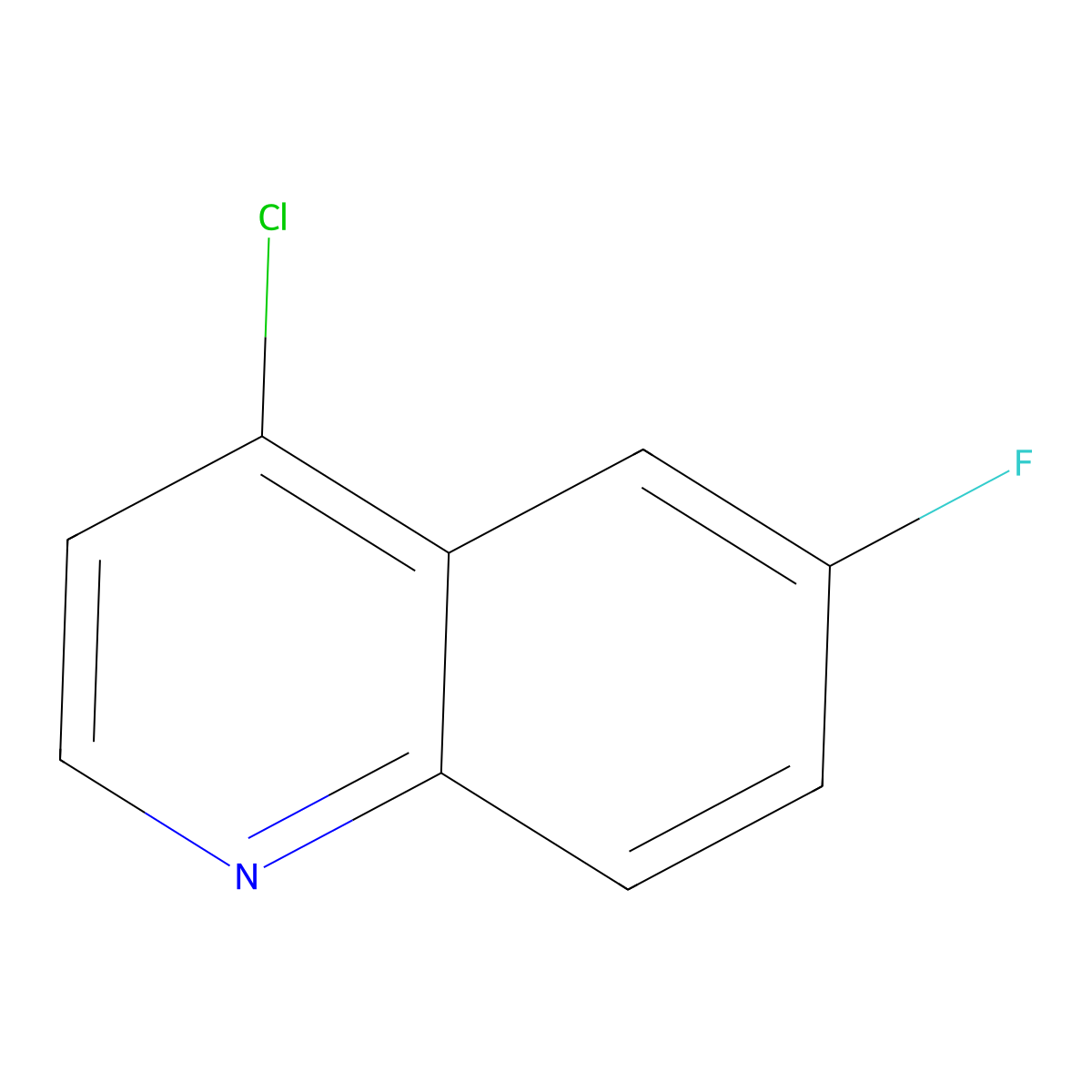 4-Chloro-6-fluoroquinoline molecular structure, CAS 391-77-5