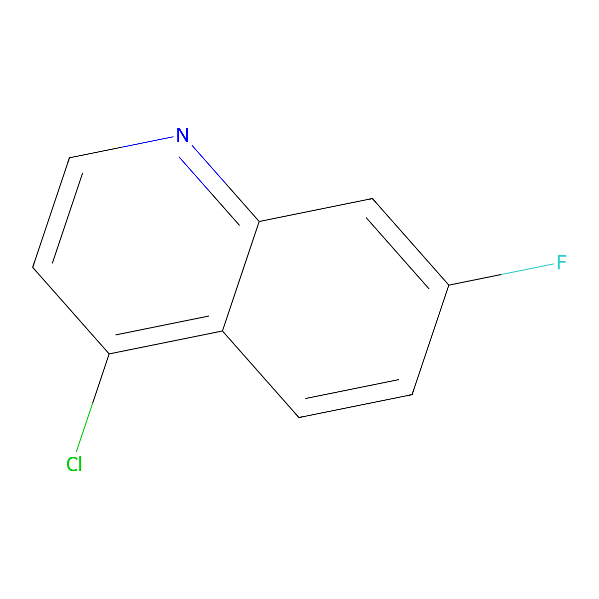 4-Chloro-7-fluoroquinoline molecular structure, CAS 391-82-2