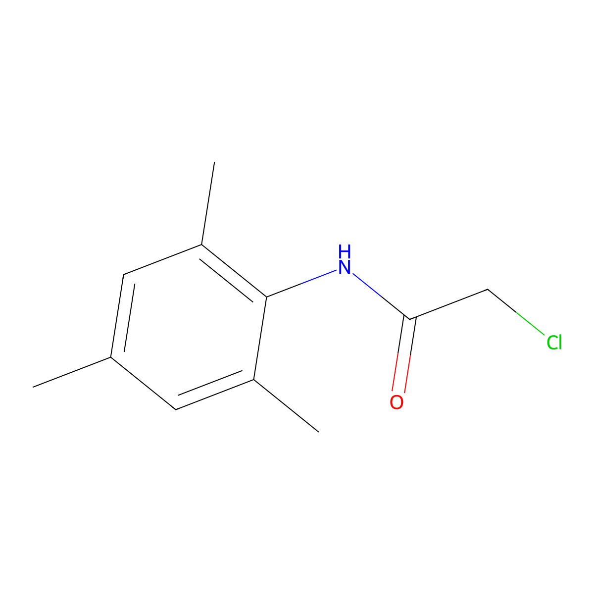 2-chloro-N-(2,4,6-trimethylphenyl)acetamide molecular structure, CAS 3910-51-8