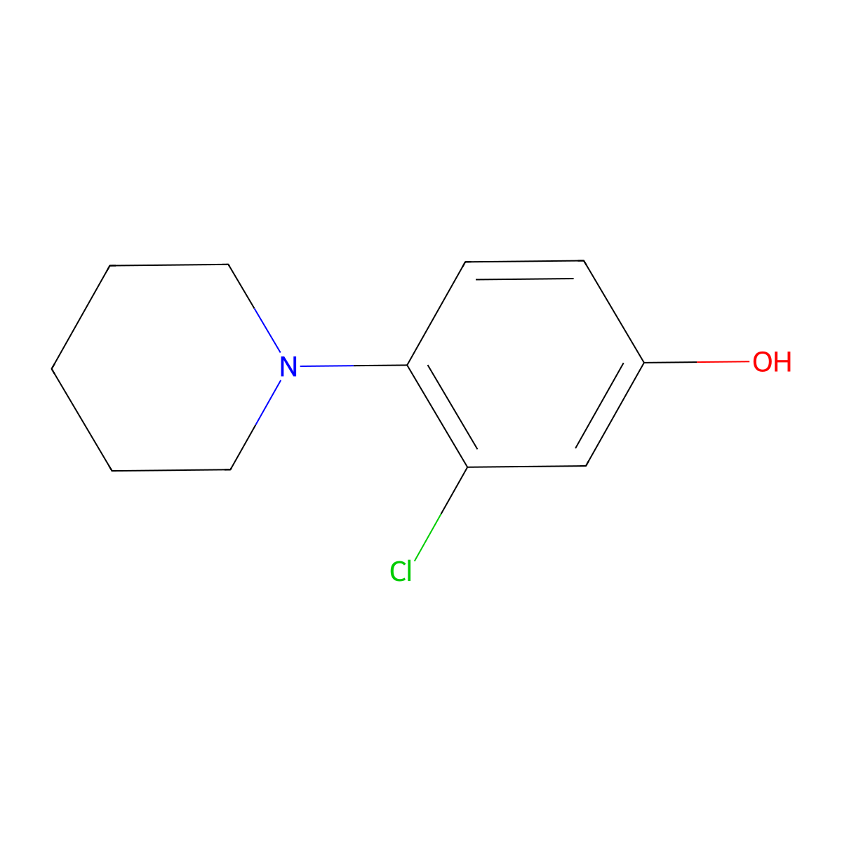 3-Chloro-4-(piperidin-1-yl)phenol molecular structure, CAS 39103-99-6
