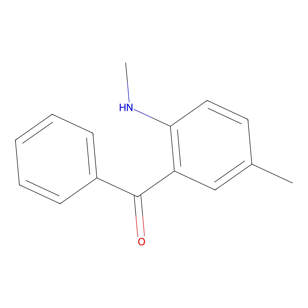 Methanone, [5-methyl-2-(methylamino)phenyl]phenyl- molecular structure, CAS 39106-78-0