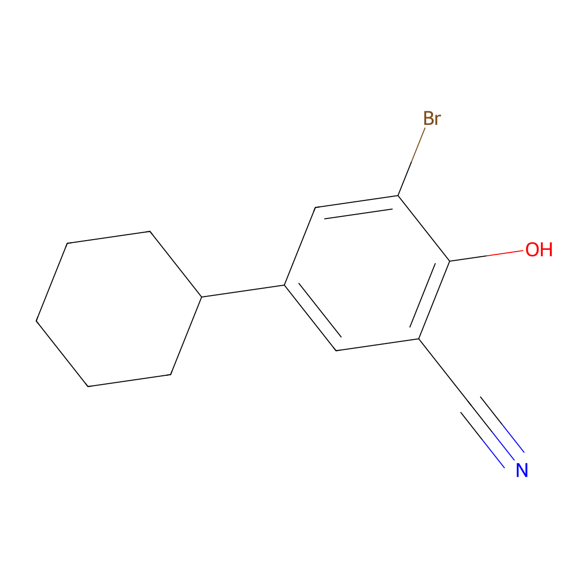 3-Bromo-5-cyclohexyl-2-hydroxybenzonitrile molecular structure, CAS 39114-59-5