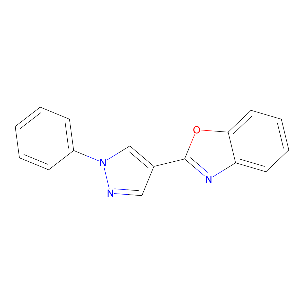 2-(1-phenyl-1H-pyrazol-4-yl)-1,3-benzoxazole molecular structure, CAS 39116-32-0