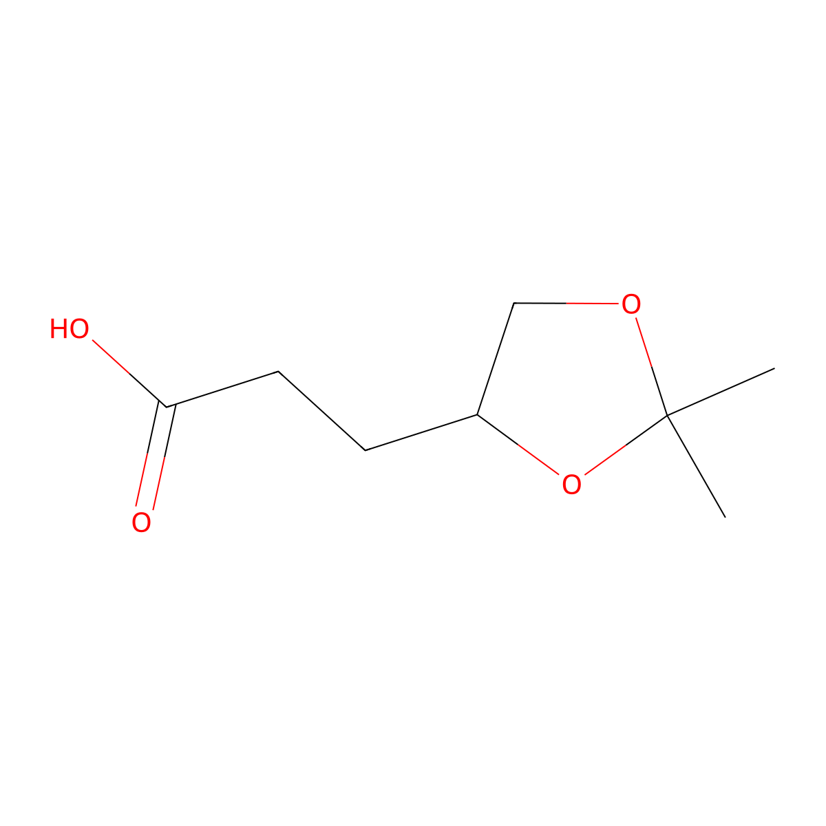 3-(2,2-Dimethyl-1,3-dioxolan-4-yl)propanoic acid molecular structure, CAS 391200-93-4