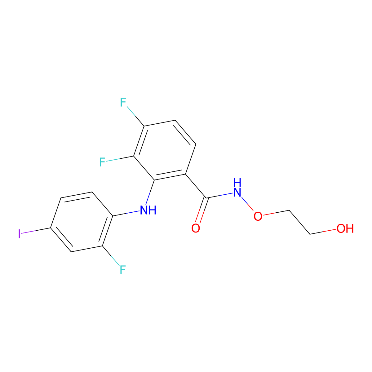 3,4-difluoro-2-[(2-fluoro-4-iodophenyl)amino]-N-(2-hydroxyethoxy)benzamide molecular structure, CAS 391209-55-5