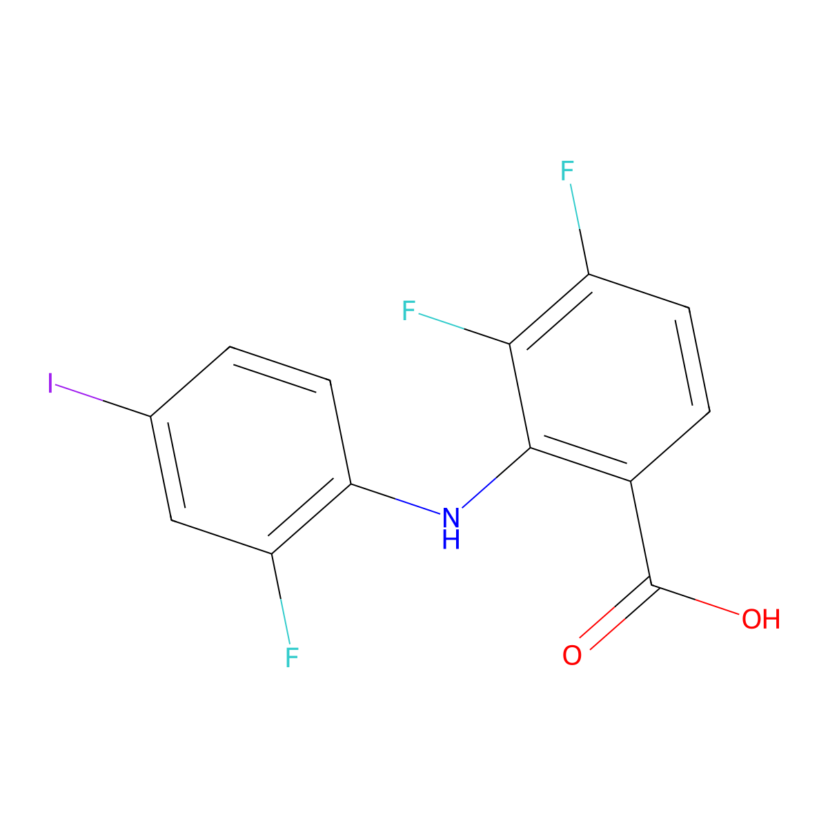 2-(2-Fluoro-4-iodoanilino)-3,4-difluorobenzoic acid molecular structure, CAS 391211-97-5