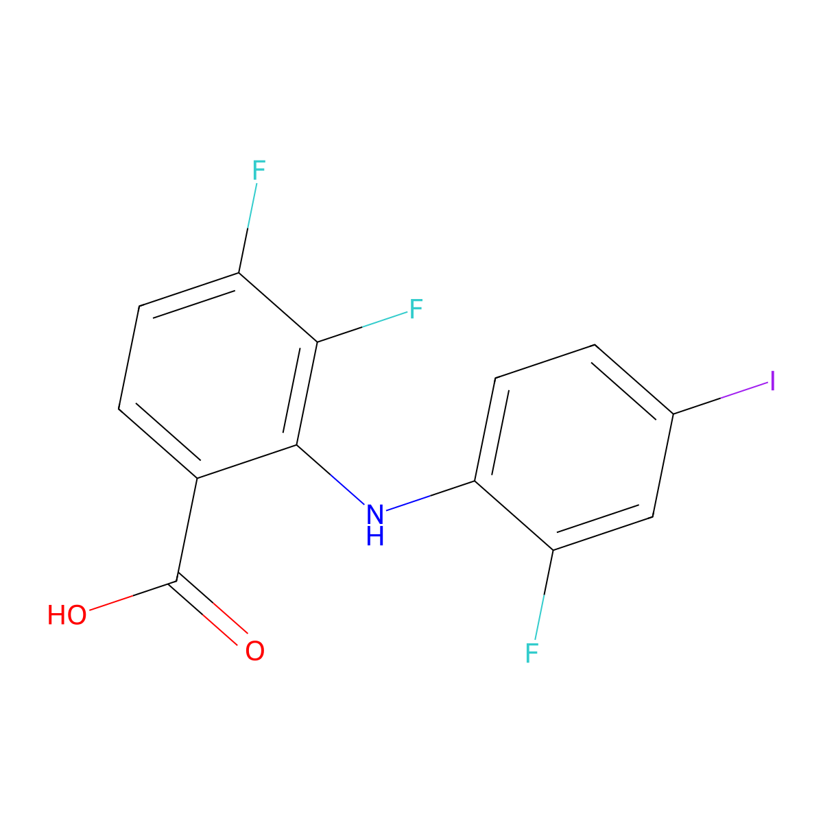 2-(2-Fluoro-4-iodoanilino)-3,4-difluorobenzoic acid molecular structure, CAS 391211-97-5