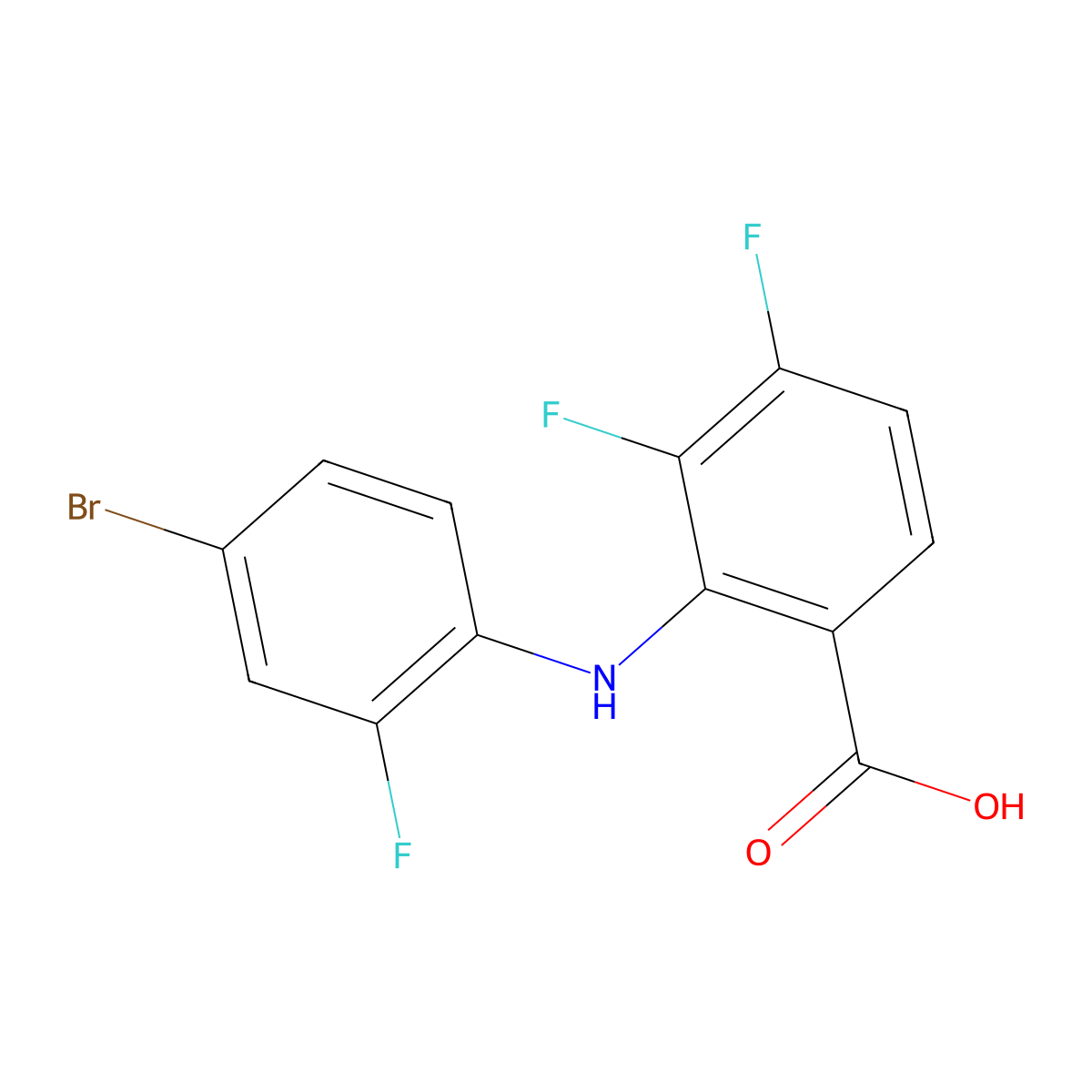 2-((4-Bromo-2-fluorophenyl)amino)-3,4-difluorobenzoic acid molecular structure, CAS 391212-04-7