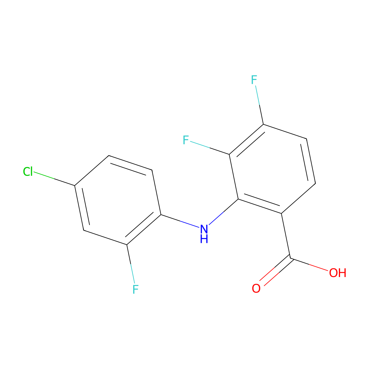 2-((4-Chloro-2-fluorophenyl)amino)-3,4-difluorobenzoic acid molecular structure, CAS 391212-05-8