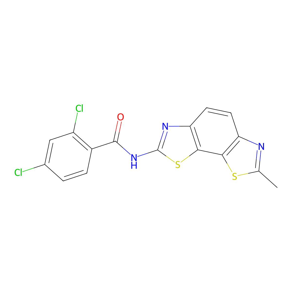 2,4-dichloro-N-(7-methyl-[1,3]thiazolo[4,5-g][1,3]benzothiazol-2-yl)benzamide molecular structure, CAS 391218-02-3