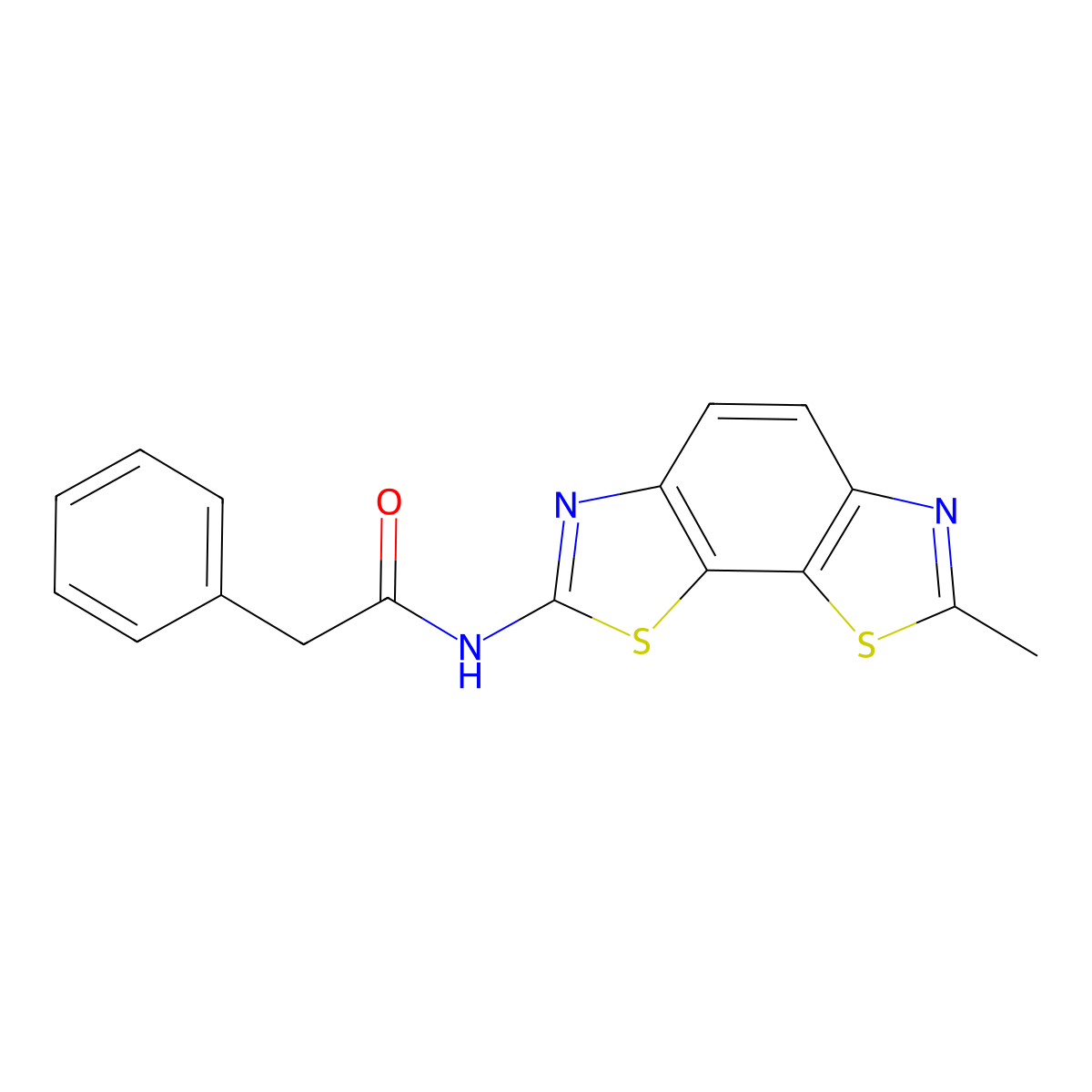 N-(7-methyl-[1,3]thiazolo[4,5-g][1,3]benzothiazol-2-yl)-2-phenylacetamide molecular structure, CAS 391218-05-6