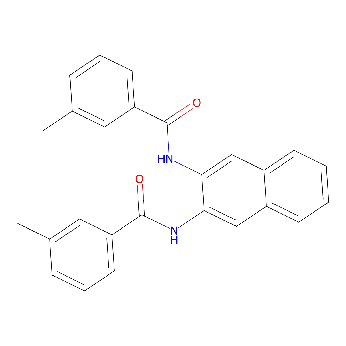 N,N'-(naphthalene-2,3-diyl)bis(3-methylbenzamide) molecular structure, CAS 391218-27-2