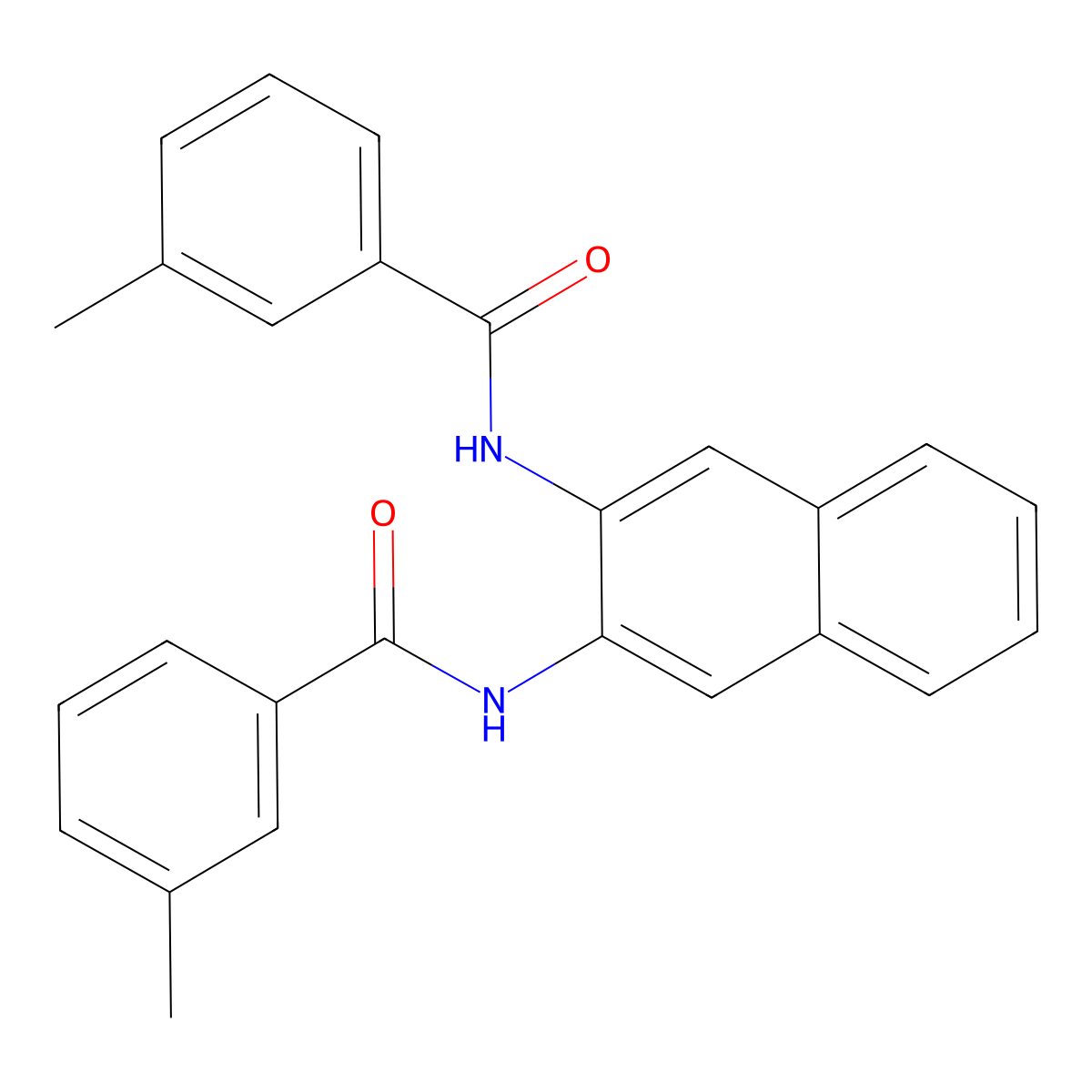 N,N'-(naphthalene-2,3-diyl)bis(3-methylbenzamide) molecular structure, CAS 391218-27-2