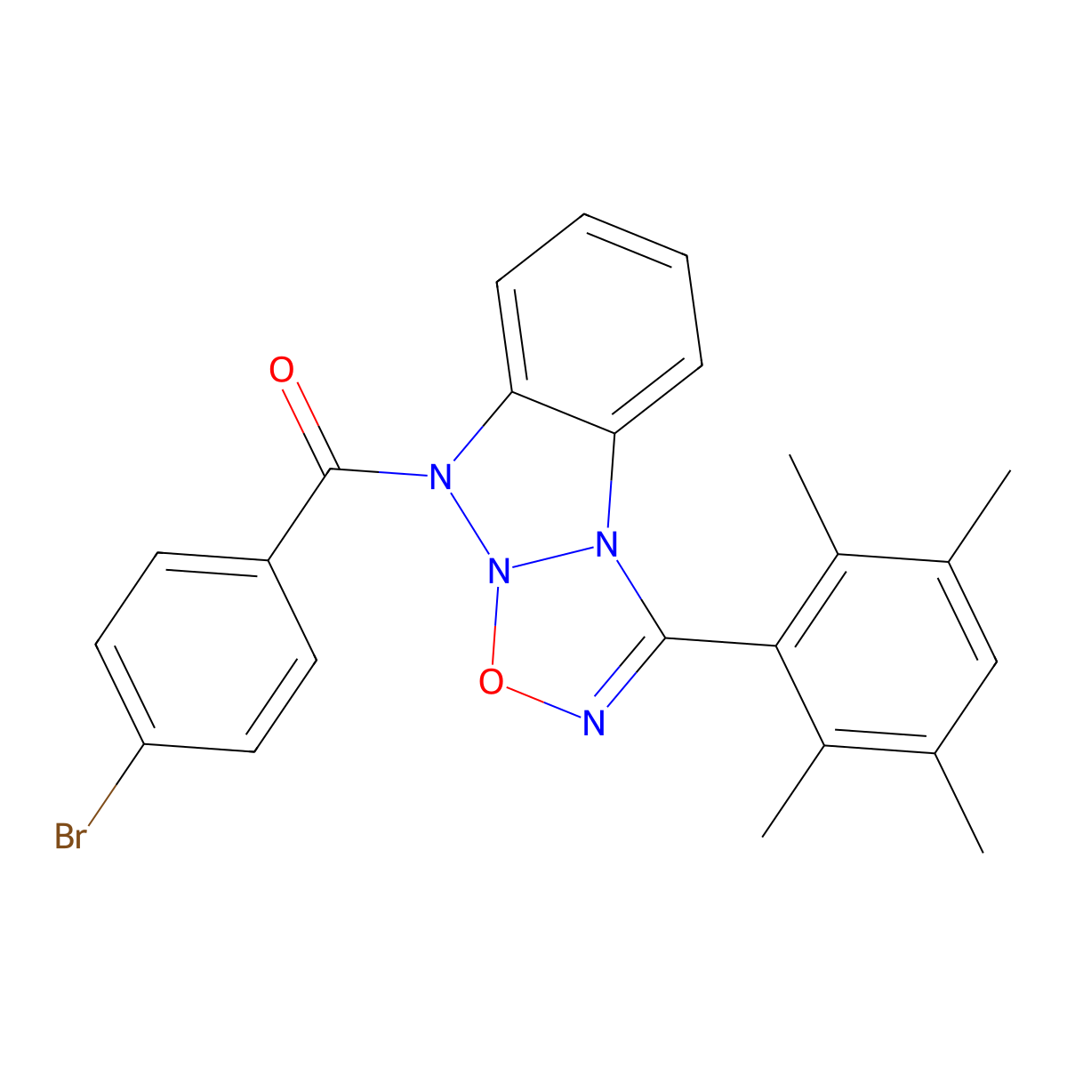 7-(4-Bromobenzoyl)-3-(2,3,5,6-tetramethylphenyl)-5-oxa-2,4,6,7-tetraazatricyclo[6.4.0.0^{2,6}]dodeca-1(8),3,9,11-tetraene molecular structure, CAS 391218-39-6