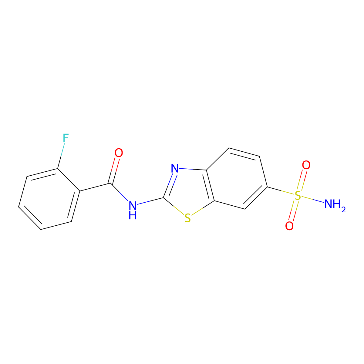 2-fluoro-N-(6-sulfamoyl-1,3-benzothiazol-2-yl)benzamide molecular structure, CAS 391218-45-4