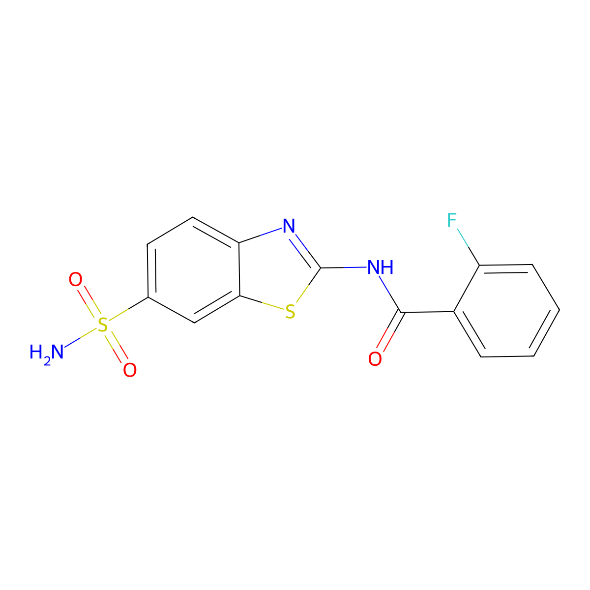 2-fluoro-N-(6-sulfamoyl-1,3-benzothiazol-2-yl)benzamide molecular structure, CAS 391218-45-4