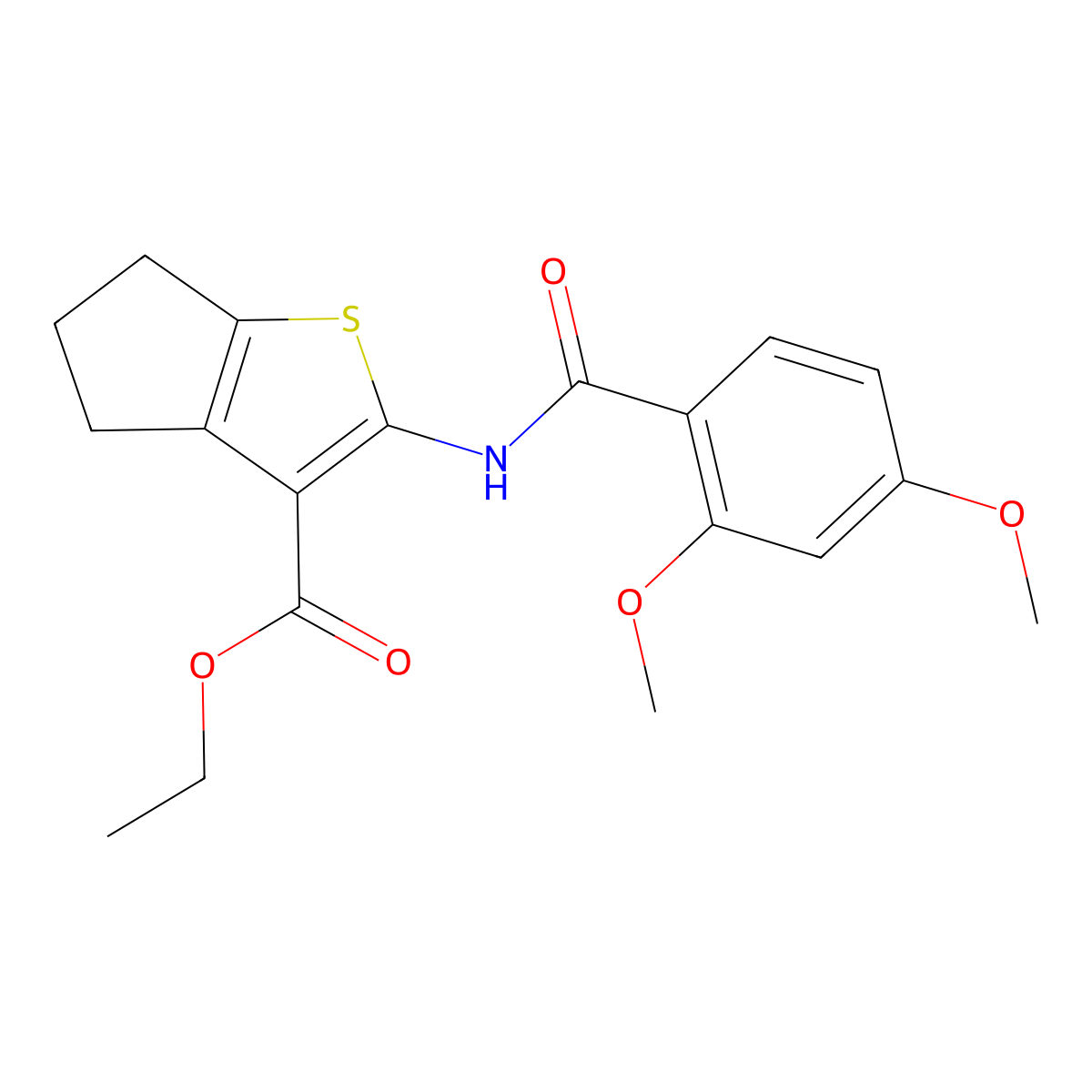ethyl 2-[(2,4-dimethoxybenzoyl)amino]-5,6-dihydro-4H-cyclopenta[b]thiophene-3-carboxylate molecular structure, CAS 391218-53-4