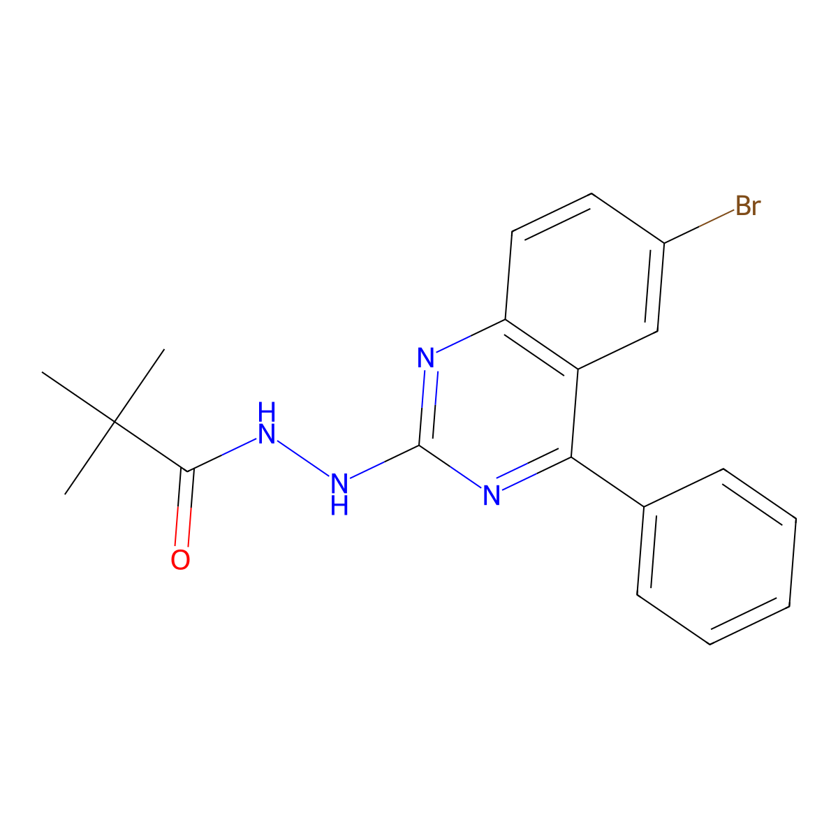 N'-(6-bromo-4-phenylquinazolin-2-yl)-2,2-dimethylpropanehydrazide molecular structure, CAS 391218-63-6