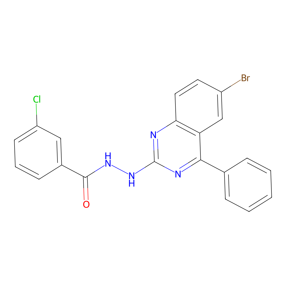 N'-(6-bromo-4-phenylquinazolin-2-yl)-3-chlorobenzohydrazide molecular structure, CAS 391218-65-8