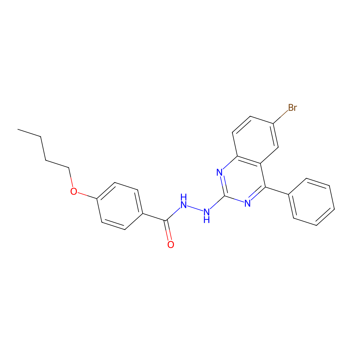 N'-(6-bromo-4-phenylquinazolin-2-yl)-4-butoxybenzohydrazide molecular structure, CAS 391218-68-1