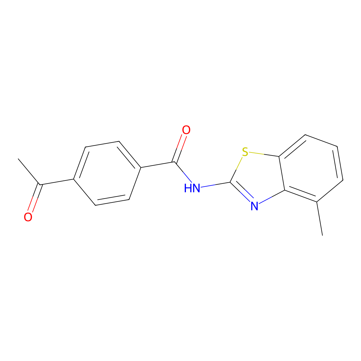 4-acetyl-N-(4-methyl-1,3-benzothiazol-2-yl)benzamide molecular structure, CAS 391218-92-1