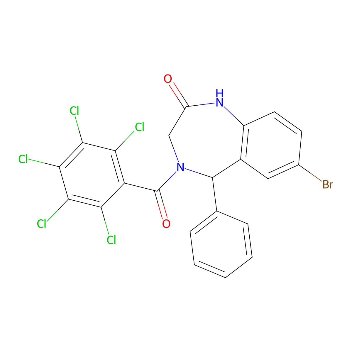7-bromo-4-(perchlorobenzoyl)-5-phenyl-4,5-dihydro-1H-benzo[e][1,4]diazepin-2(3H)-one molecular structure, CAS 391218-99-8