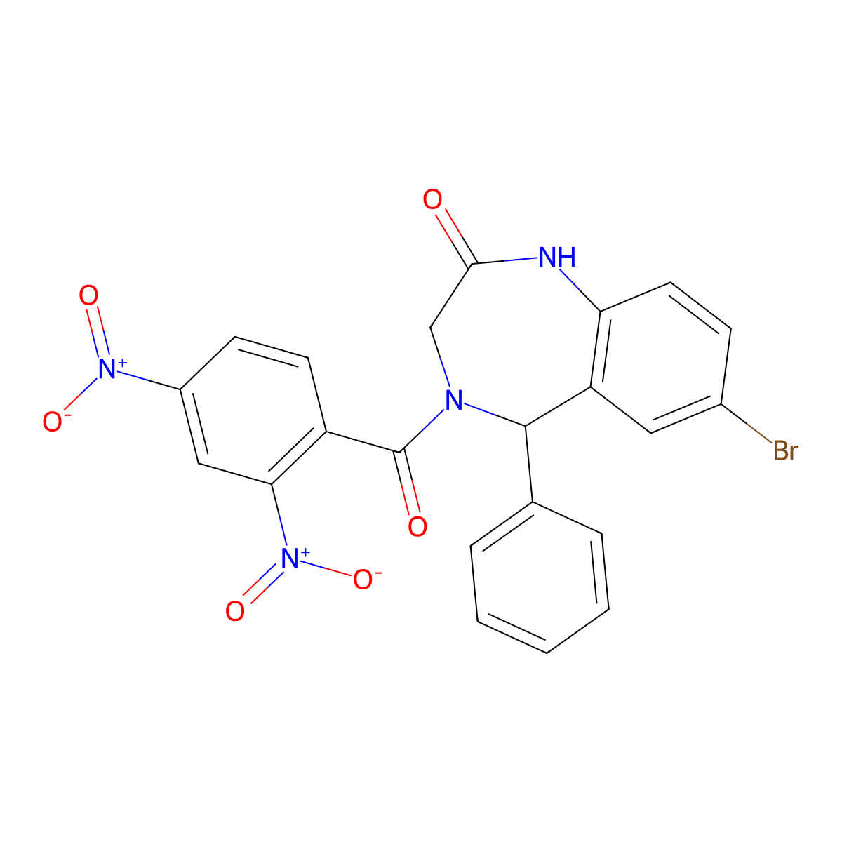 7-bromo-4-(2,4-dinitrobenzoyl)-5-phenyl-4,5-dihydro-1H-benzo[e][1,4]diazepin-2(3H)-one molecular structure, CAS 391219-00-4