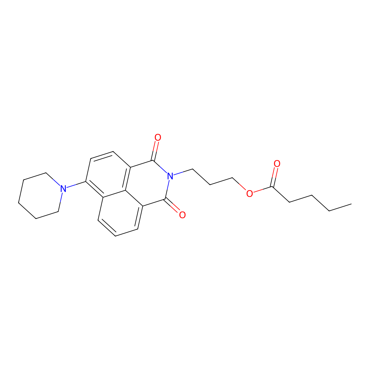 3-(1,3-dioxo-6-(piperidin-1-yl)-1H-benzo[de]isoquinolin-2(3H)-yl)propyl pentanoate molecular structure, CAS 391219-59-3