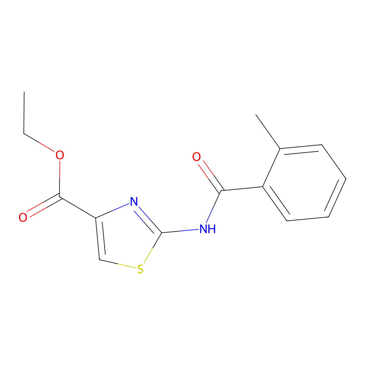 Ethyl 2-(2-methylbenzamido)thiazole-4-carboxylate molecular structure, CAS 391219-67-3