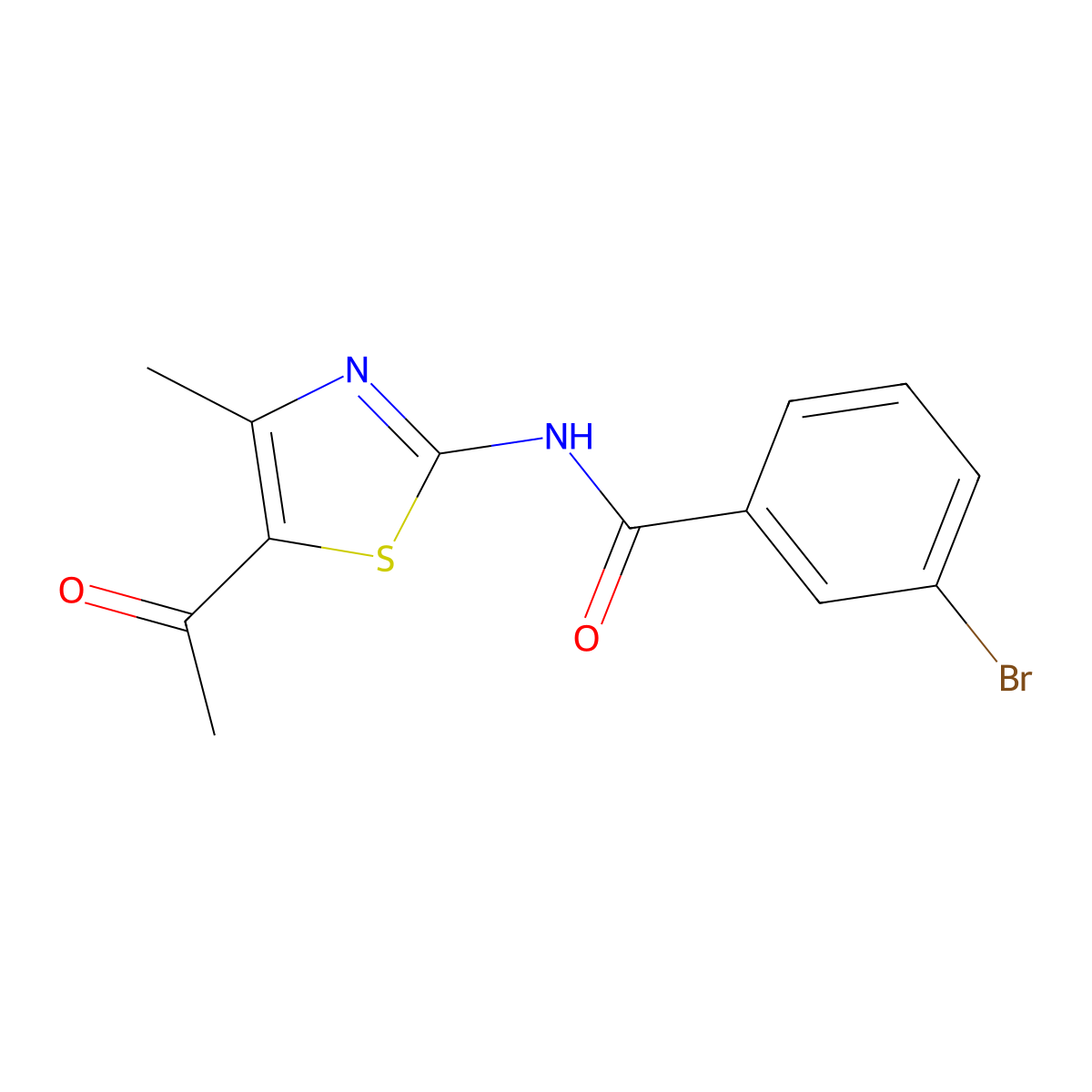 N-(5-acetyl-4-methyl-1,3-thiazol-2-yl)-3-bromobenzamide molecular structure, CAS 391219-69-5