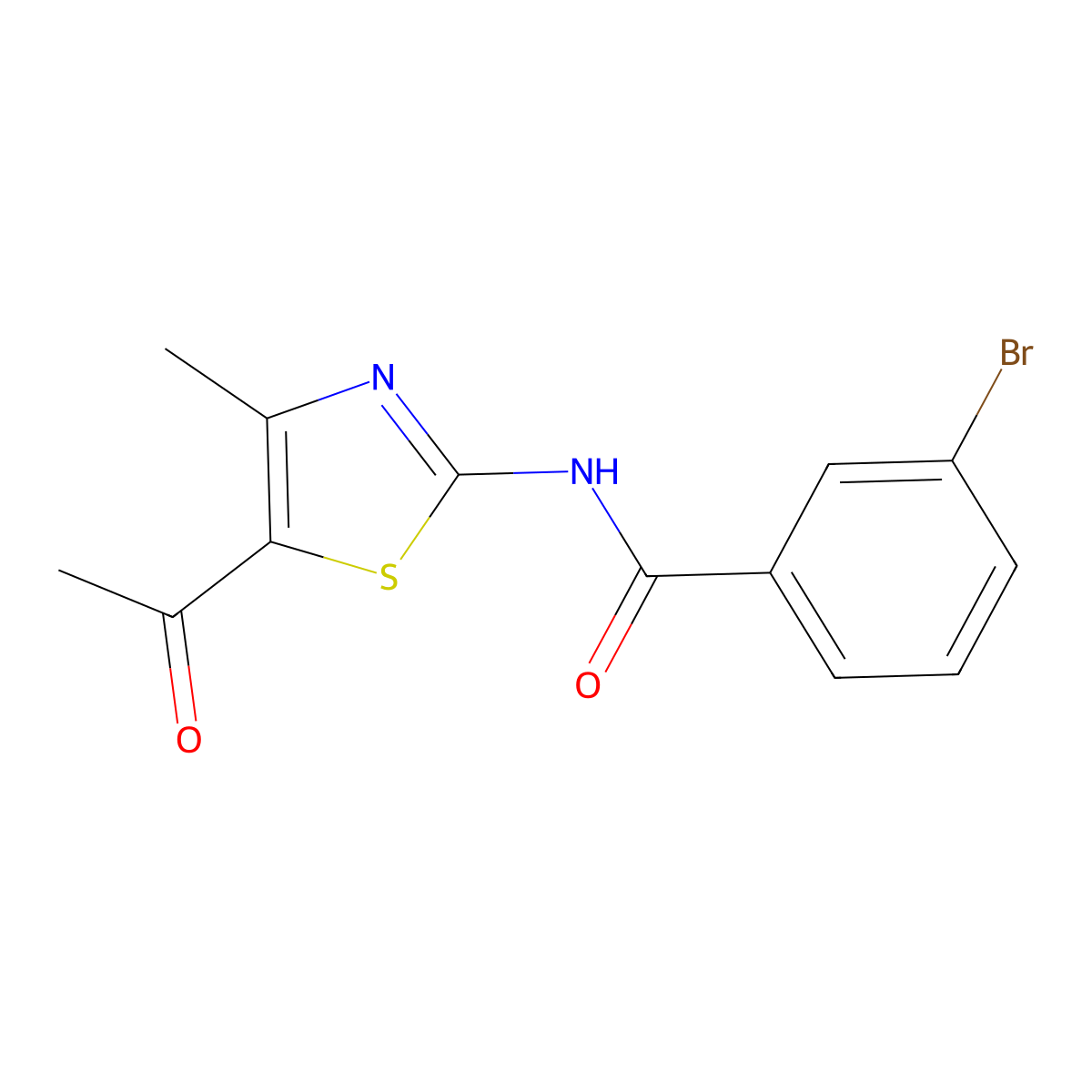 N-(5-acetyl-4-methyl-1,3-thiazol-2-yl)-3-bromobenzamide molecular structure, CAS 391219-69-5