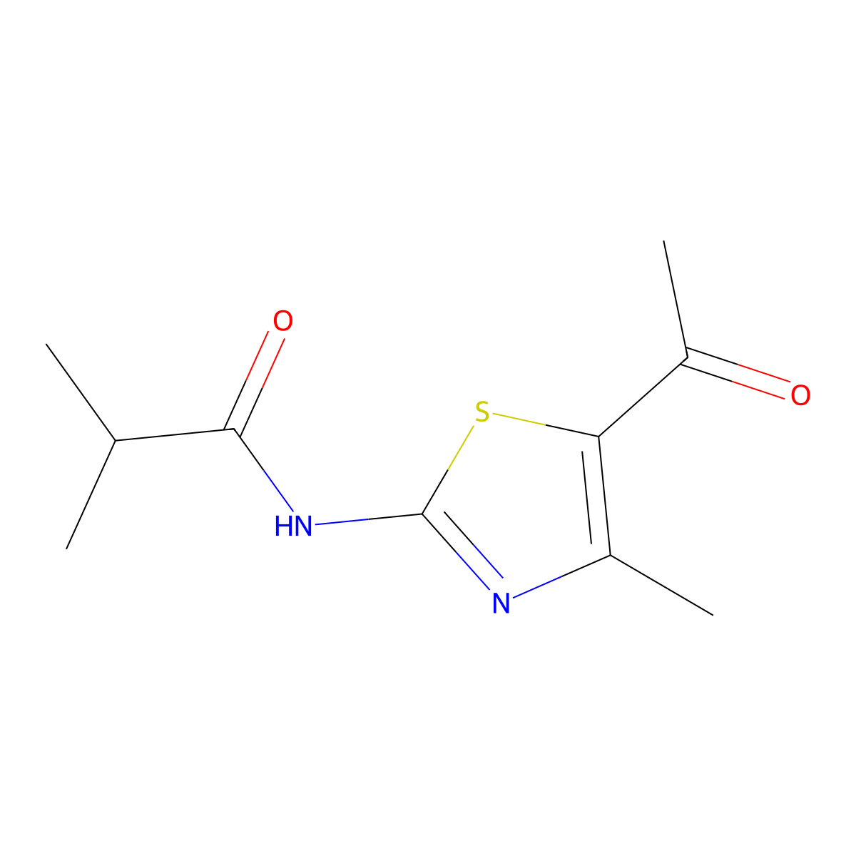 N-(5-acetyl-4-methyl-2-thiazolyl)-2-methylpropanamide molecular structure, CAS 391219-71-9