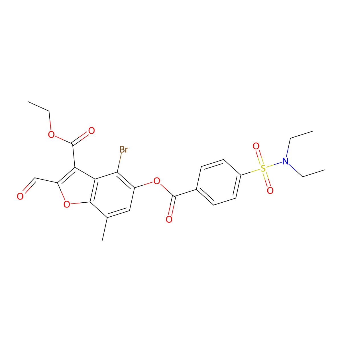 Ethyl 4-bromo-5-[4-(diethylsulfamoyl)benzoyl]oxy-2-formyl-7-methyl-1-benzofuran-3-carboxylate molecular structure, CAS 391219-76-4