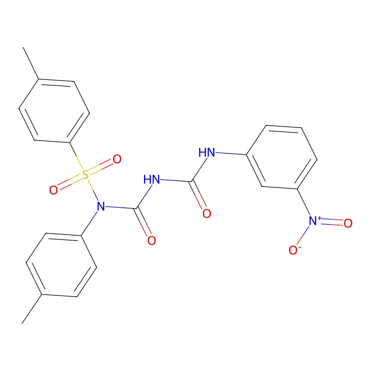 4-methyl-N-(((3-nitrophenyl)carbamoyl)carbamoyl)-N-(p-tolyl)benzenesulfonamide molecular structure, CAS 391220-07-8